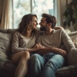 Happy couple demonstrating how simple words can save a relationship through intimate conversation