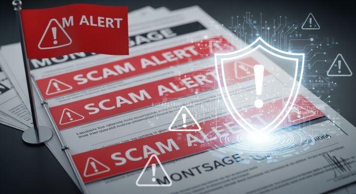 Warning red flags indicating mortgage scam protection