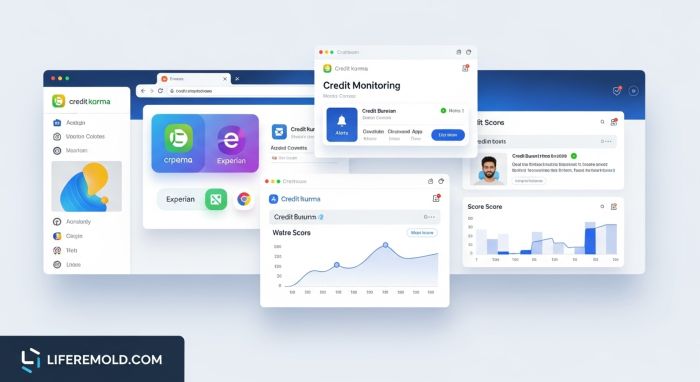 Dashboard displaying various credit monitoring apps and services for comprehensive credit management