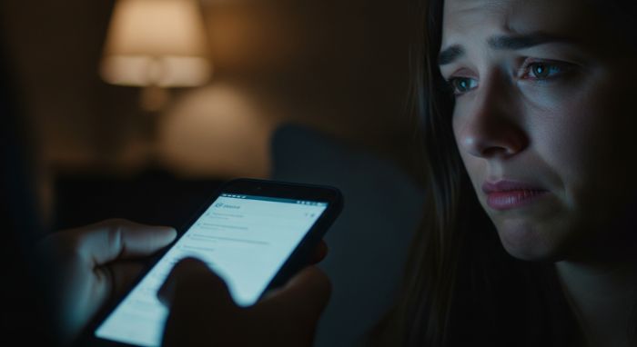 Partner checking phone during conversation showing poor listening behavior