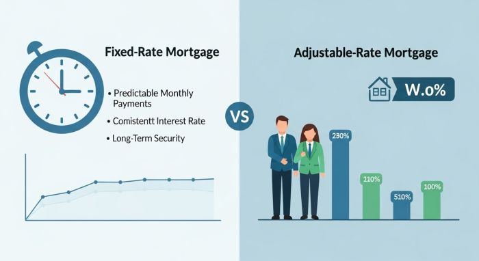Comparison between fixed-rate and adjustable-rate mortgage options