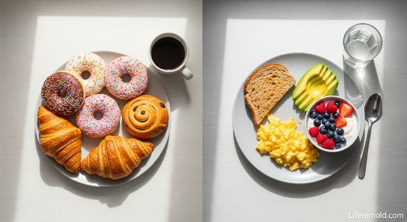 Comparison of energy-draining and energy-boosting breakfast foods