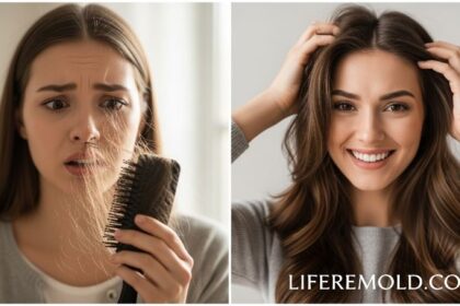 Woman discovering hidden causes of hair loss and regaining healthy hair growth