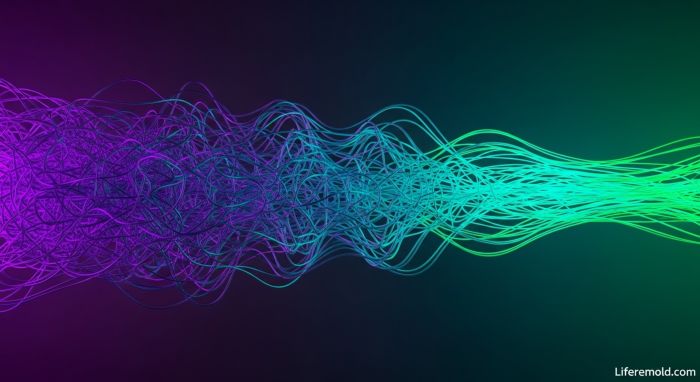 Visual metaphor of cognitive behavioral therapy transforming chaotic thought patterns into organized healthy thinking