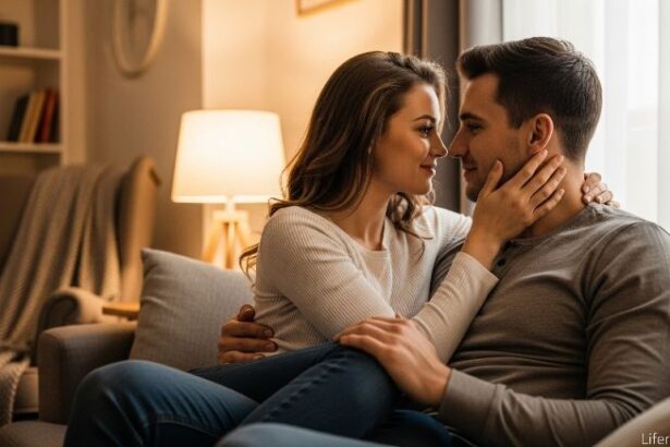 Couple sharing emotional intimacy and deep connection while sitting together