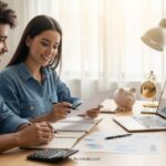 Couple planning finances together to save money smartly and build real wealth over time