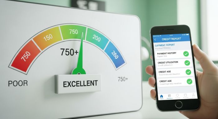 Excellent credit score display for optimal mortgage rate qualification