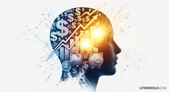 Mindset visualization showing financial thinking and wealth building psychology