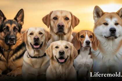 Five most loyal dog breeds including German Shepherd, Labrador, Akita, Golden Retriever, and Beagle