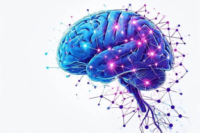 Brain illustration showing neural pathways strengthening through repeated habit patterns