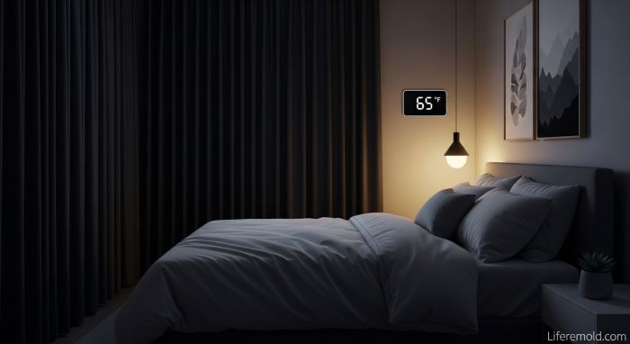 Optimized bedroom setup with ideal temperature and lighting for falling asleep fast