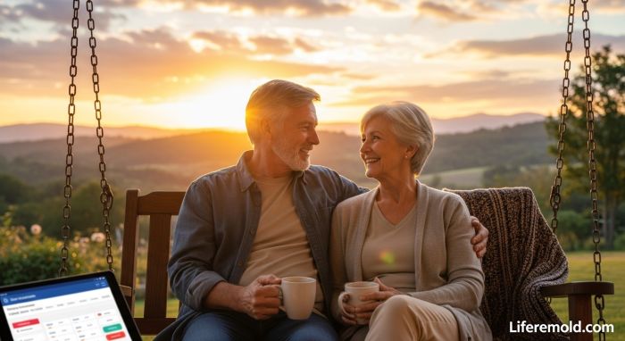 Retired couple enjoying peaceful retirement after proper financial planning