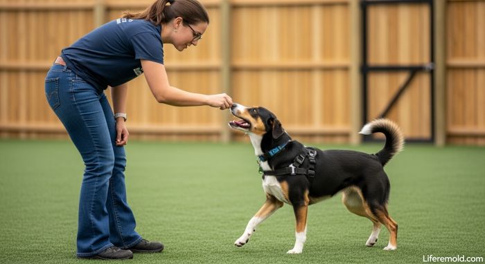 Dog training session showing positive reinforcement methods for best dog breeds