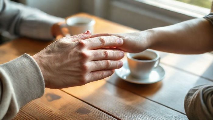 Couple's hands reaching across table showing relationship communication matters
