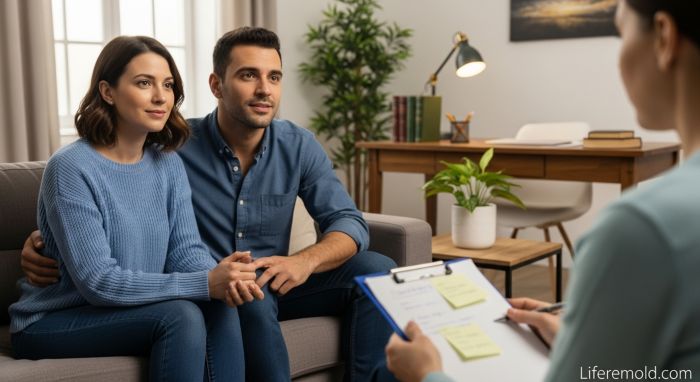 Couple attending therapy session to strengthen emotional connection