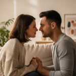 Couple having peaceful conversation showing healthy communication without arguing