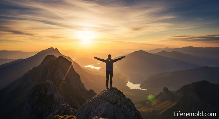 Person experiencing freedom and peace in nature