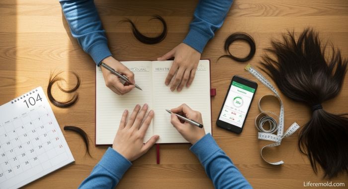 Hair loss diagnosis tracking journal and self-assessment methods