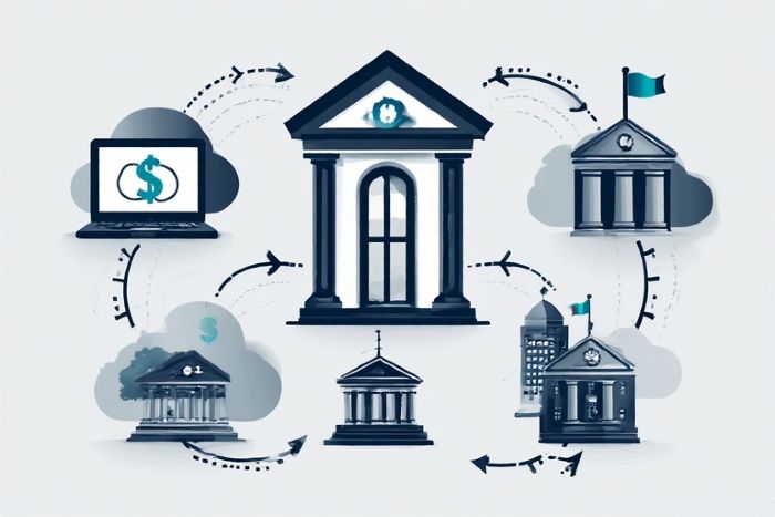 An infographic showing different paths from a small business to various loan types, including banks, online lenders, and SBA loans.