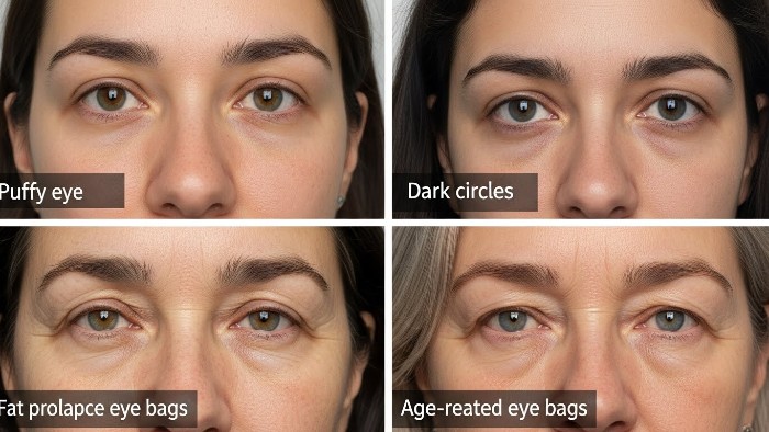 ypes of eye bags comparison for under eye wrinkles treatment