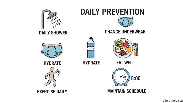 Daily checklist routine to prevent body odor through pants