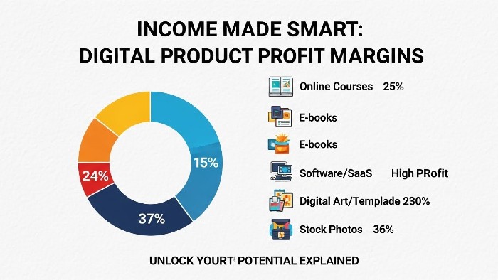Income made smart digital product profit margins infographic