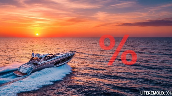 Luxury boat on water representing high interest marine financing loans
