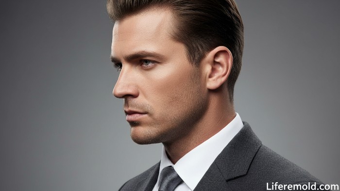 Male celebrity nose job showing refined masculine features