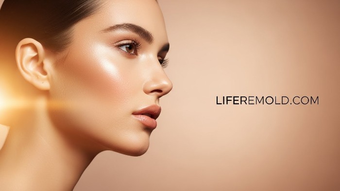 Side profile showing ideal rhinoplasty results and facial harmony