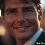 Close up of Tom Cruise's face showing the unique middle tooth alignment and midline shift.