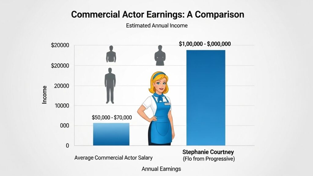 Chart showing how much does Flo from Progressive make compared to average actors