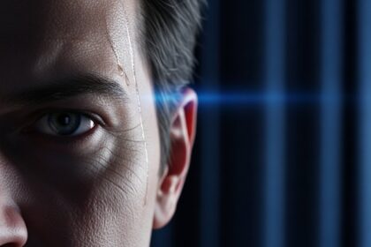 Close up of a nervous but determined speaker preparing to overcome fear of public speaking