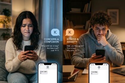 Text message misunderstanding causing relationship confusion between partners