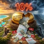 Golden retirement nest egg cracking open revealing dollar bills tax penalty warnings and two diverging paths representing smart versus costly withdrawal decisions