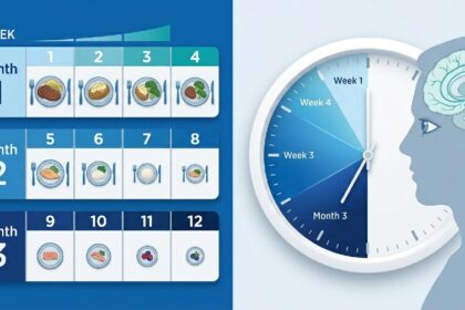 Calendar and clock showing semaglutide appetite suppression timeline with weekly progression markers
