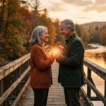 A glowing couple holding hands with a warm golden light radiating from their clasped fingers symbolizing gratitude and lasting love