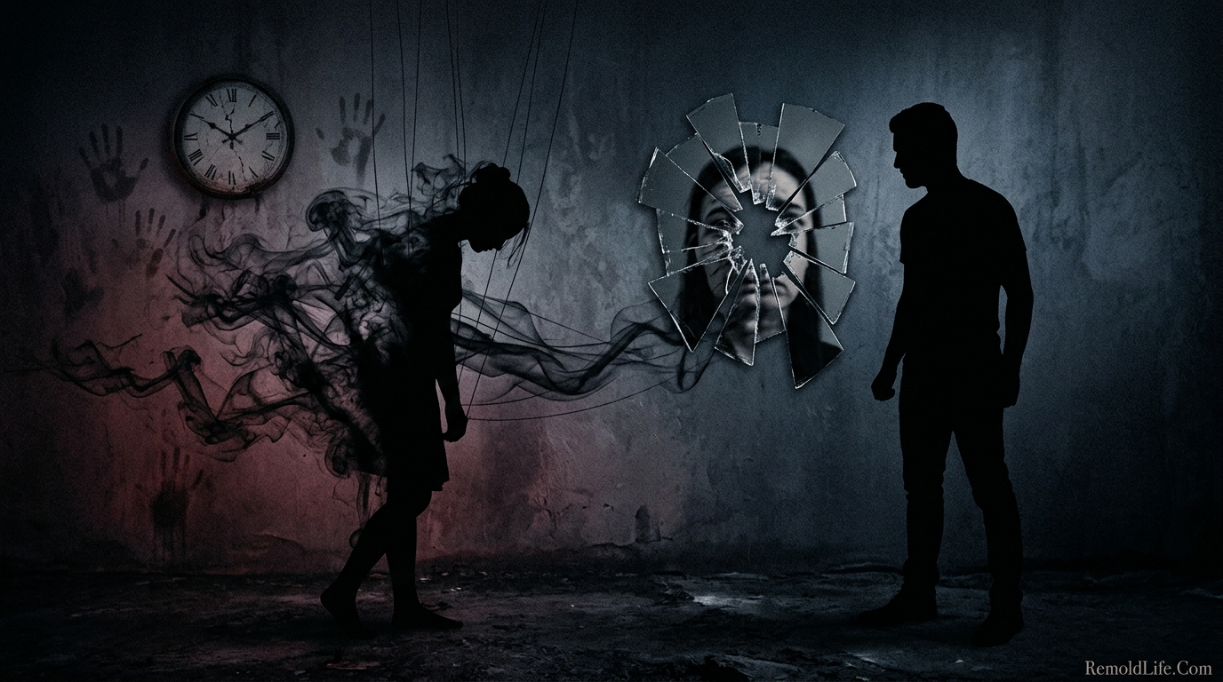 Emotional manipulation in relationships featured image showing psychological control and confusion