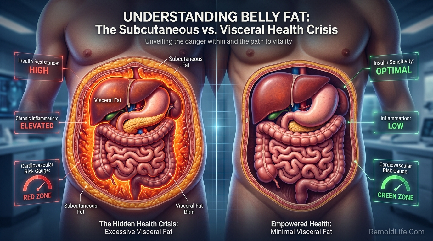 How to lose belly fat evidence based guide featured image showing visceral fat versus subcutaneous fat