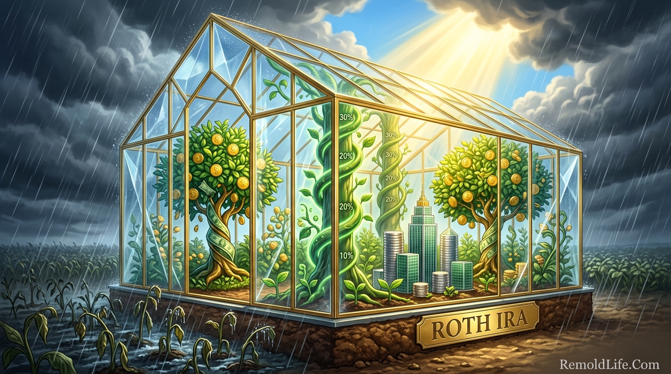 What is a Roth IRA and how does it work featured image showing tax free growth and retirement wealth